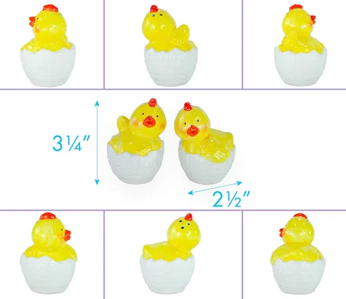 Vista 3 de Juego de pollitos de Pascua con patrón de mimbre, salero y pimentero, adorable decoración del hogar, función de mesa y regalo de primavera ideal