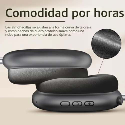 Vista 2 de Wentronic Auriculares ANC, auriculares inalámbricos plegables sobre la oreja Bluetooth 5.4, transpirables (gris)