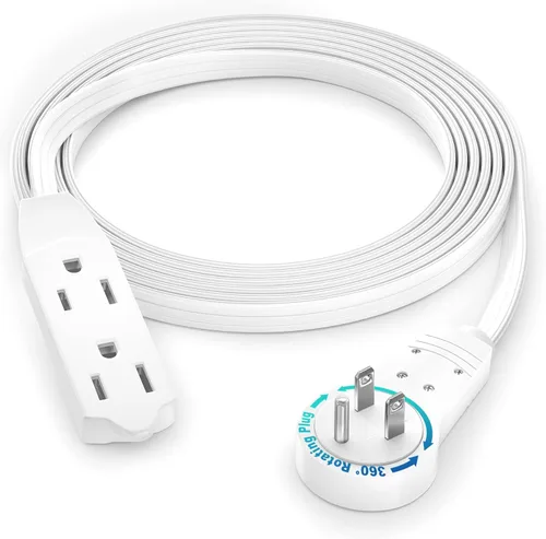 Vista 13 de Maximm - Cable de extensión de enchufe plano giratorio de 360°, 0.30 m, 16 AWG, múltiple, extensión de salida, cable con conexión a tierra, 3 Blanco