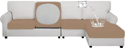 Vista 16 de Easy-Going Funda de cojín 100% impermeable para asiento de sofá, funda de cojín elástica de muebles, para niños, mascotas, cojín de sofá biplaza