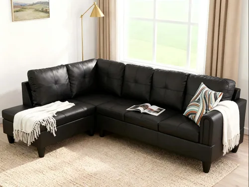 Vista 9 de Sofá seccional en forma de L con chaise, 3 piezas de sofá modular convertible para juegos de muebles de sala de estar y apartamentos pequeños