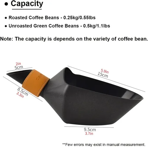 Vista 2 de CAFEMASY Cuchara medida de café en grano de café, pala Kilo Bean Scooper (negra-pequeño)