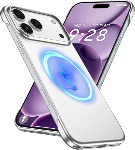 Vista 37 de GRECAZO Magnetic Frosted Frameless Case for iPhone 17 Pro Max, Silvery Tono plata