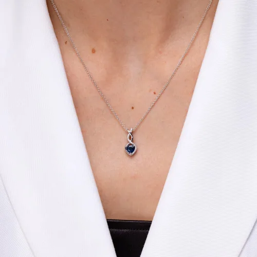 Vista 3 de Angara Heart-Shaped Blue Sapphire Infinity Pendant with Diamond Accents Oro Rosa