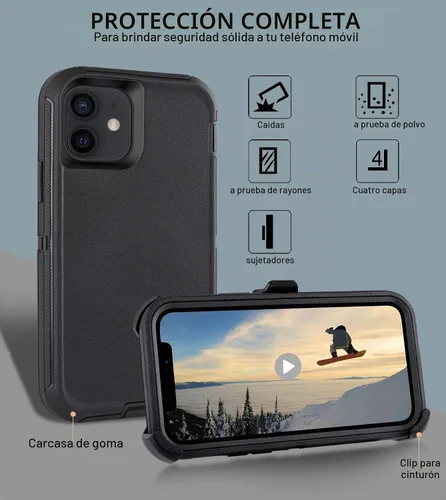 Vista 4 de Funda para iPhone 11 con Clip para Cinturón, Soporte y 2 Protectores de Pantalla, Protección Completa Resistente, Funda a Prueba de Golpes y Caídas