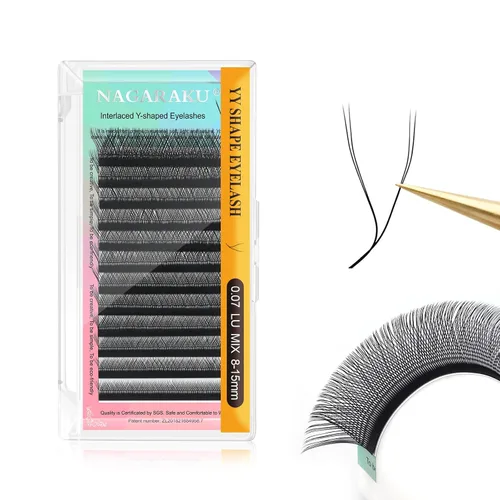 Vista 128 de NAGARAKU YY - Extensiones de pestañas, suministros Y, Lash 4D, Easy Fan, pestañas cruzadas de volumen ruso, pestañas YY, tejidas a mano, malla