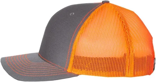 Vista 2 de Sombrero de pesca de bajo de boca grande, parche de cuero grabado con láser Richardson 112 Snapback Trucker Cap