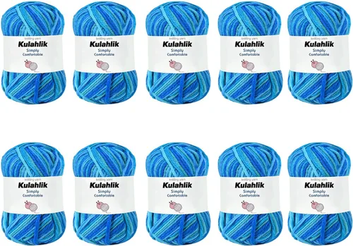 Vista 64 de 50g (1x50g) Hilo Acrílico para Crochet y Tejido, Hilo Degradado Colorido, 1 Rollo de Madejas, Hilo Acrílico Multicolor, Perfecto para Proyectos