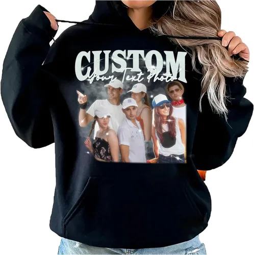 Vista 20 de Sudaderas con capucha personalizadas diseñan el tuyo propio, retrato de camisa de la foto, regalos personalizados para el día de San Valentín