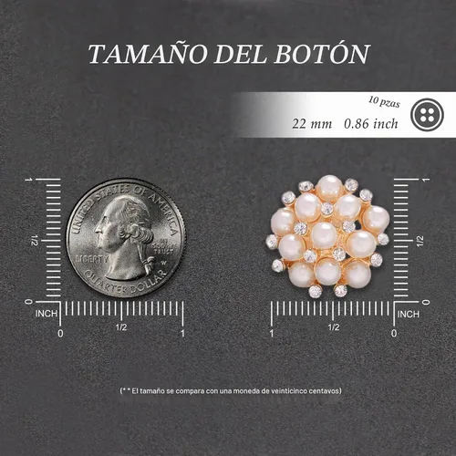 Vista 6 de Jerler 10 piezas de botones de diamantes de imitación de perlas adornos de cristal coser en botones de ropa Botón-4 - 10 piezas