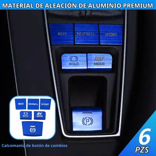 Vista 6 de 6 piezas de pegatinas para botones de panel de cambio de marcha adecuadas para Toyota Camry Hybrid 2018-2023, parche de aleación de aluminio