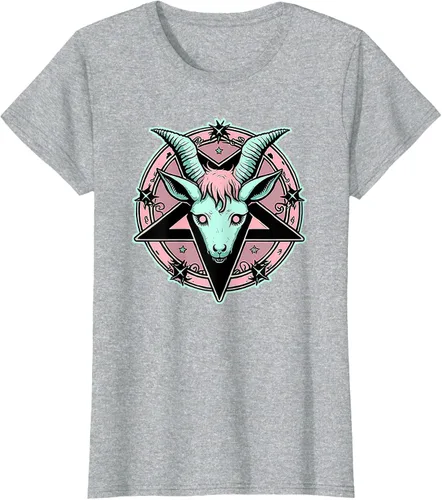 Vista 22 de Camiseta Kawaii Paste Creepy Goat Pentacle, Negro