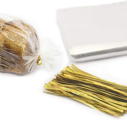 Vista 8 de Bolsas de pan reutilizables con lazos, 50 bolsas transparentes y 50 lazos, ajustables para pan casero y pan de panadería