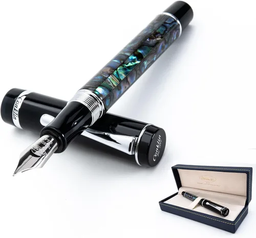 Vista 27 de Conklin Duragraph Pluma estilográfica Abalone Nights - Punta mediana, elegante instrumento de escritura con exquisito acabado de abulón