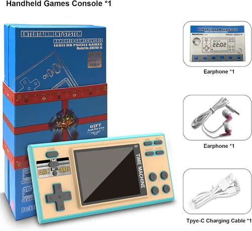 Vista 7 de Consola de juegos portátil para niños con 200 videojuegos para niños, juegos de 16 bits, juguetes de viaje, juego de bolsillo de pantalla de 3