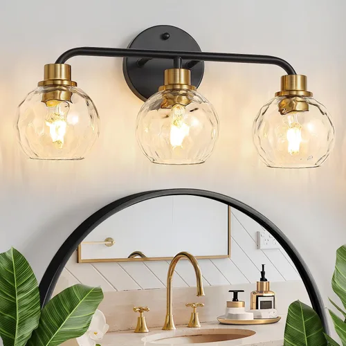 Vista 11 de Lámpara de tocador cromada para baño, 3 luces plateadas Cromado