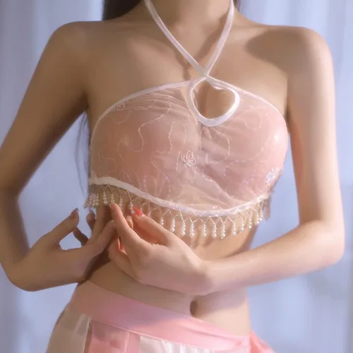Vista 7 de Lencería sexy china transparente para mujer, vestido Hanfu bordado para mujer