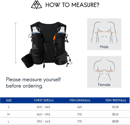 Vista 8 de Haimont 8L Trail Running Hydration Vest with Soft Flasks 2L Bladder Compatible, Bounce-Free Fit, Front Storage, Pole Loops, Whistle
