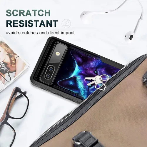 Vista 63 de Funda para Pixel 6A, funda protectora híbrida de doble capa resistente a prueba de golpes de policarbonato duro de silicona suave TPU para Google