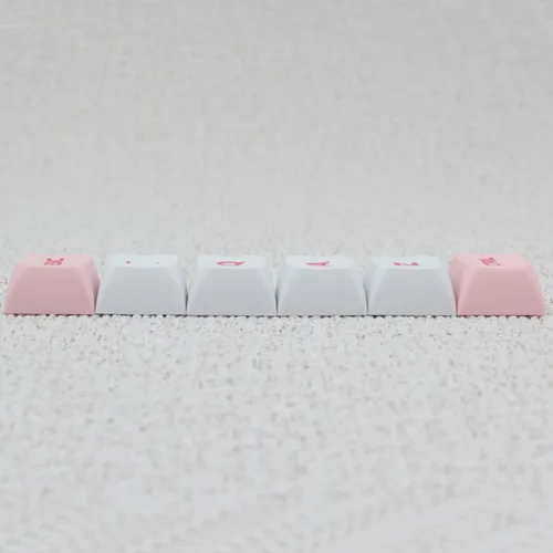 Vista 3 de Animal Rabbit - Lindas teclas de conejo personalizadas para teclado mecánico, 130 teclas de sublimación de tinte PBT (conejo rosa)