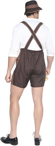 Vista 2 de EraSpooky Disfraz de Oktoberfest para hombre, Lederhosen, conjunto de hombre bávaro alemán