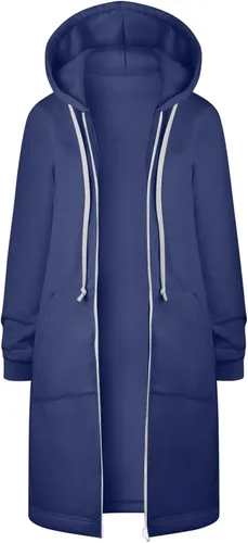 Vista 7 de DOLKFU Sudaderas con capucha de manga larga para mujer, color liso, con cremallera, con cordón, holgada, con bolsillo, para mujer