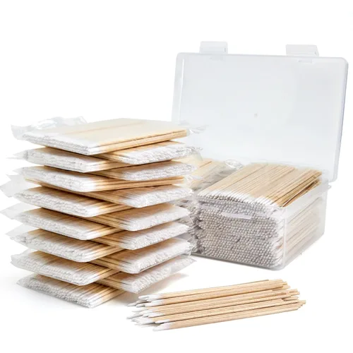 Vista 8 de 200 PIEZAS Hisopos de algodón puntiagudos - Hisopos de algodón de punta precisa de 4 pulgadas para microblading con palitos de madera
