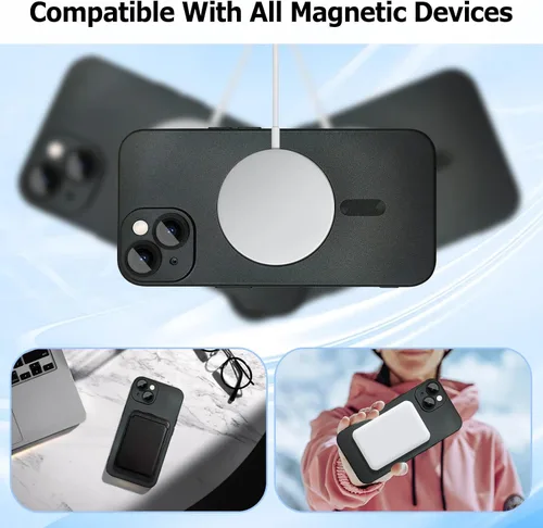 Vista 2 de ankofave Funda Magnética para iPhone 14 Plus para Mujeres, Funda Resistente Mate de Lujo Diseño Suave Metálico con Protector de Lente de Cámara