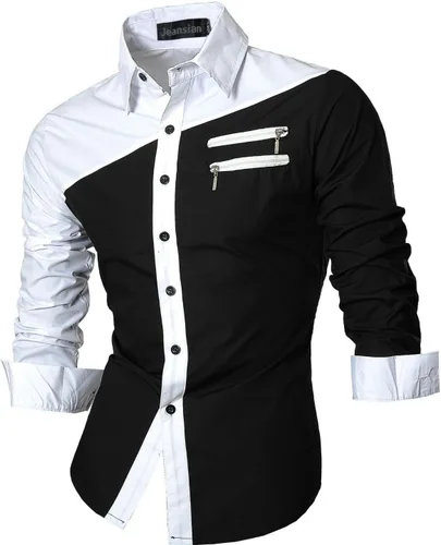 Vista 19 de jeansian - Camisas de manga larga de ajuste entallado para hombre (8397), con botones, informales y de vestir.