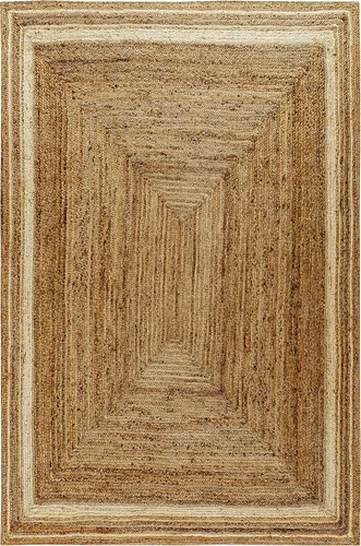 Vista 3 de Flash Furniture Prima - Alfombra de fibra natural de yute de 8 x 10 pies, alfombra trenzada de yute para interiores, alfombras de área natural