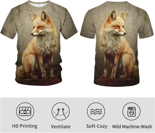 Vista 4 de Camiseta casual de manga corta con estampado de animales para hombre