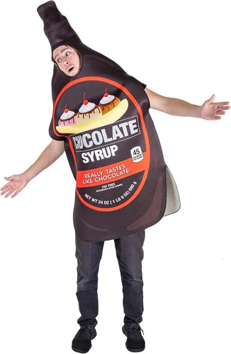 Vista 5 de Disfraz de Halloween de jarabe de chocolate, divertido disfraz de botella para adultos, unisex, talla única