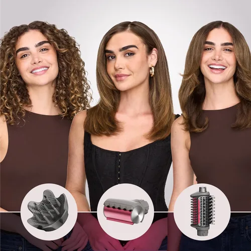 Vista 12 de Secador de pelo Shark FlexFusion con cepillo de pelo Fusion, difusor, estilizador de aire cerámico con rizadores auto-envolventes, placas