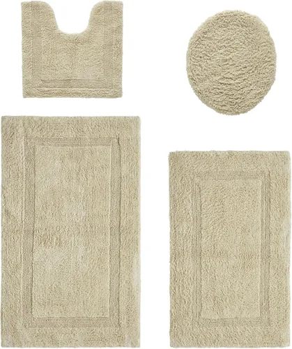 Vista 43 de Better Trends Juego de 4 alfombras de baño de lujo, 100% algodón, suaves, absorbentes de agua, reversibles, lavables a máquina, para decoración