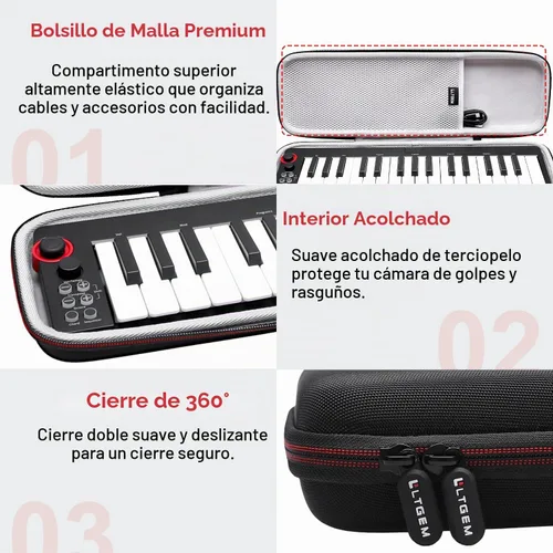Vista 3 de LTGEM - Funda para controlador de teclado MIDI M-AUDIO Keystation Mini 32