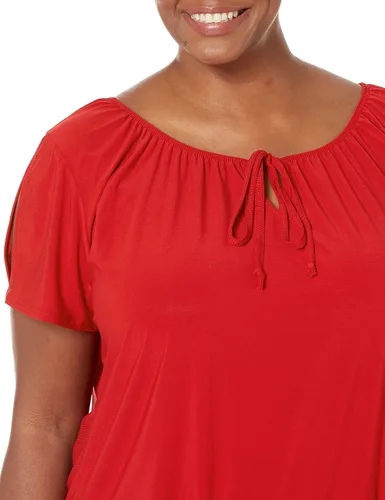 Vista 3 de Star Vixen Blusa campesina de manga corta y abertura para mujer