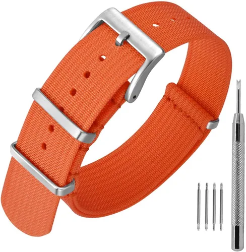 Vista 22 de ANNEFIT - Correa de reloj de nailon de 16mm 18mm 20mm 22mm, correas de reloj militares impermeables de una pieza con hebilla resistente