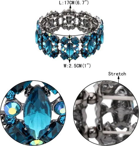 Vista 6 de EVER FAITH Pulsera elástica de novia elegante estilo vintage para mujer