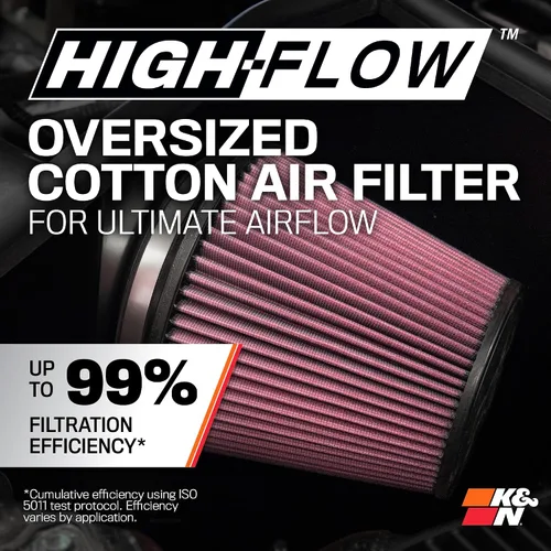 Vista 2 de K&N Sistema de admisión de aire frío: Filtro de aire de alto flujo