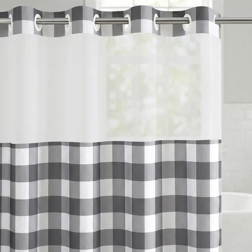 Vista 15 de Americanflat 71x74 Cortina de Ducha Sólida Negra - Cortina de Ducha Larga Resistente al Agua con Ojales de Metal Duraderos y 12 Ganchos - 100%