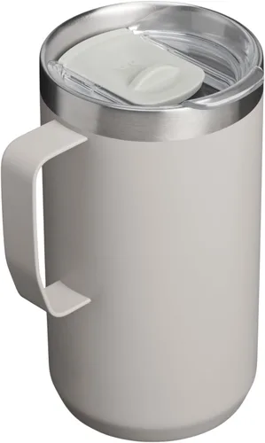 Vista 3 de STANLEY Everyday Camp Mug de 24 onzas, tapa para beber, taza para café, té y bebidas, taza de café aislada de acero inoxidable, sin BPA, color ceniza