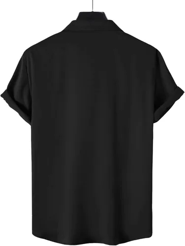 Vista 2 de Romwe Camisa de manga corta con cuello de solapa frontal para hombre