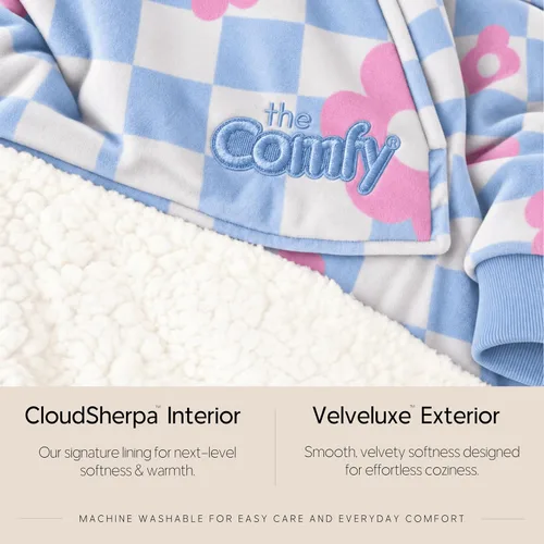 Vista 5 de THE COMFY Original Shark Tank Patented Sherpa Wearable Blanket Hoodie Flor a cuadros Original