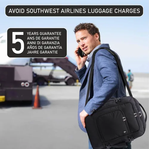 Vista 8 de Aerolite Mochila de cabina de tamaño máximo Equipaje ecológico aprobado para Southwest, AA, Delta, Jetblue y muchas otras aerolíneas, Negro
