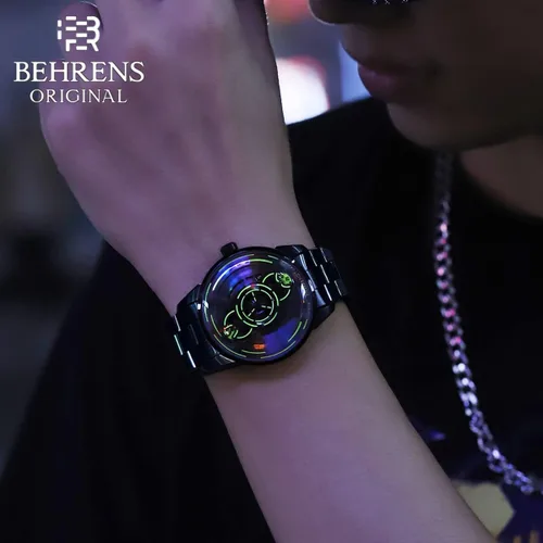 Vista 8 de BR BEHRENS ORIGINAL Reloj automático para hombre, colección Space Traveler de acero inoxidable, cristal de zafiro BHR012