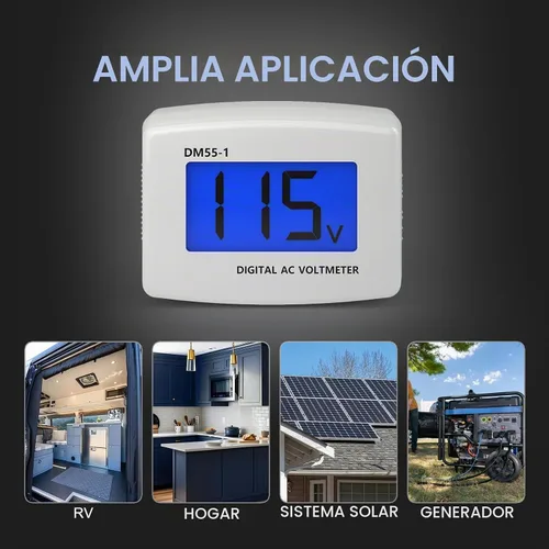 Vista 6 de DROK Probador de voltaje eléctrico AC 80-300V, pantalla LCD de enchufe plano, voltímetro de salida eléctrica, medidor de voltaje digital