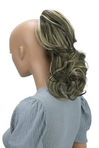 Vista 18 de PRETTYSHOP - Extensión de cabello rizado voluminoso, cola de caballo de 14 pulgadas con clip, resistente al calor