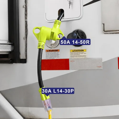 Vista 3 de Adaptador de enchufe RV de 15 amperios a 30 amperios, cable NEMA 5-15P a TT-30R, adaptador de corriente Dogbone de 12 pulgadas con cable STW de 10