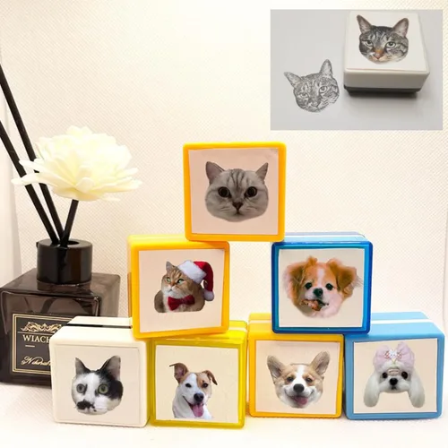 Vista 2 de Sello personalizado para retrato de mascota, sello de cara de mascota personalizado, sello de tinta personalizado, Ta personalizado, sello