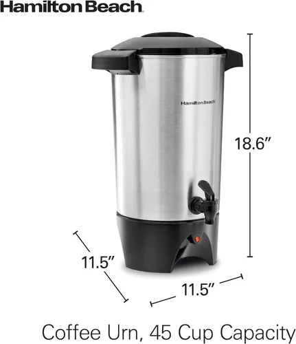 Vista 8 de Hamilton Beach Urna de café de 45 tazas y dispensador de bebidas calientes, color plateado Fast Brewing 1 Minute Per Cup Makes 15-45 Cups